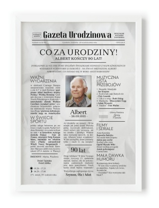 PREZENT na 90 URODZINY dziewięćdziesiątkę - PERSONALIZOWANY PLAKAT