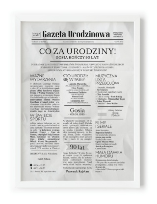 PREZENT na 90 URODZINY dziewięćdziesiątkę - PERSONALIZOWANY PLAKAT