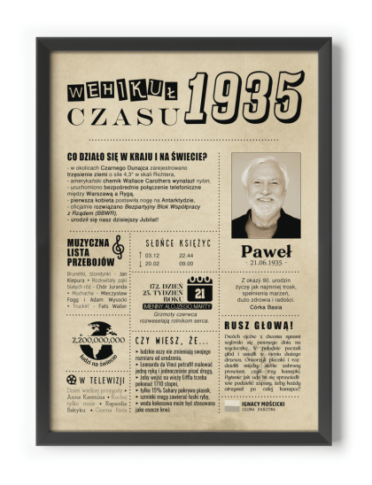 PREZENT na 90 URODZINY dziewięćdziesiątkę - PERSONALIZOWANY PLAKAT