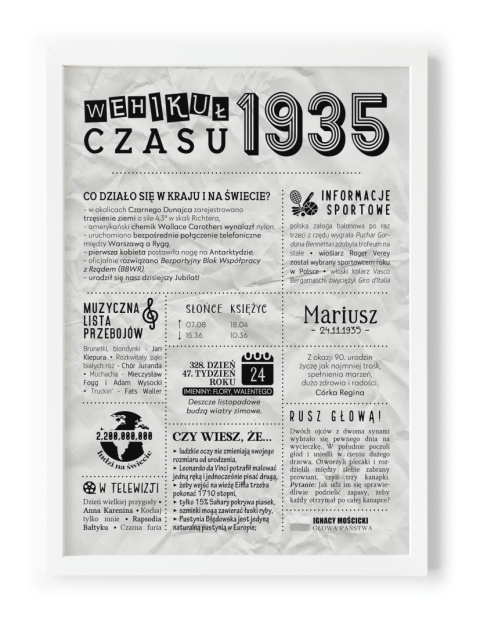 PREZENT na 90 URODZINY dziewięćdziesiątkę - PERSONALIZOWANY PLAKAT