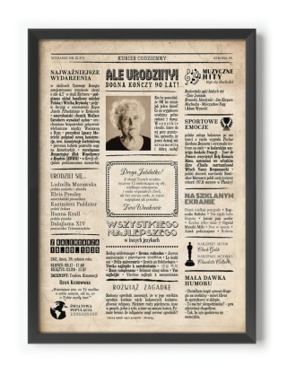 PREZENT na 90 URODZINY dziewięćdziesiątkę - PERSONALIZOWANY PLAKAT