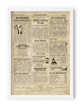 PREZENT na 90 URODZINY dziewięćdziesiątkę - PERSONALIZOWANY PLAKAT