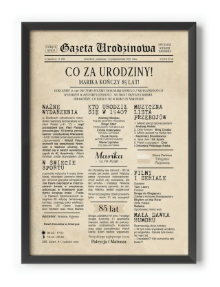 PREZENT na 85 URODZINY oryginalny - PERSONALIZOWANY PLAKAT