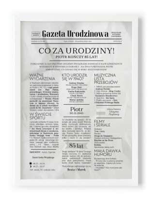 PREZENT na 85 URODZINY oryginalny - PERSONALIZOWANY PLAKAT