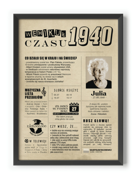 PREZENT na 85 URODZINY oryginalny - PERSONALIZOWANY PLAKAT