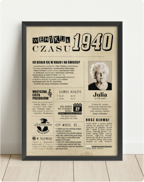 PREZENT na 85 URODZINY oryginalny - PERSONALIZOWANY PLAKAT