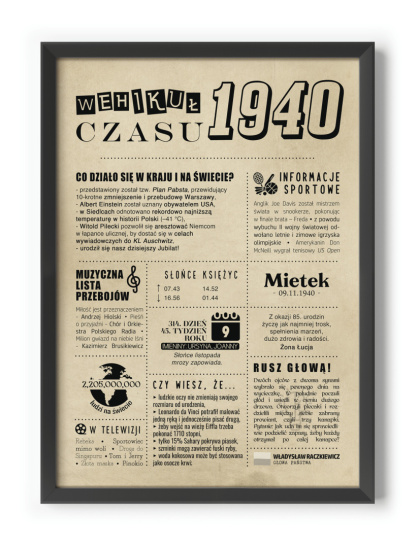 PREZENT na 85 URODZINY oryginalny - PERSONALIZOWANY PLAKAT