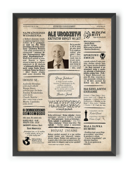 PREZENT na 85 URODZINY oryginalny - PERSONALIZOWANY PLAKAT