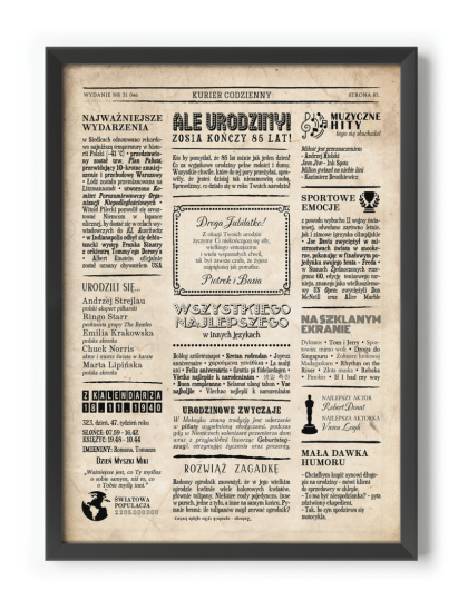 PREZENT na 85 URODZINY oryginalny - PERSONALIZOWANY PLAKAT