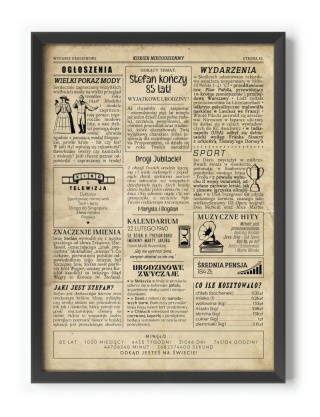 PREZENT na 85 URODZINY oryginalny - PERSONALIZOWANY PLAKAT