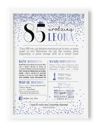 PREZENT na 85 URODZINY oryginalny - PERSONALIZOWANY PLAKAT