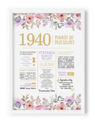 PREZENT na 85 URODZINY oryginalny - PERSONALIZOWANY PLAKAT