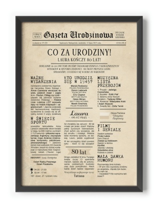 PREZENT na 80 URODZINY na osiemdziesiątkę PERSONALIZOWANY PLAKAT