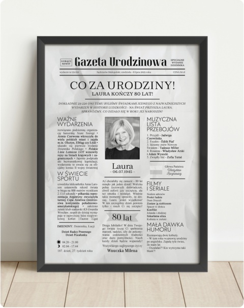 PREZENT na 80 URODZINY na osiemdziesiątkę PERSONALIZOWANY PLAKAT