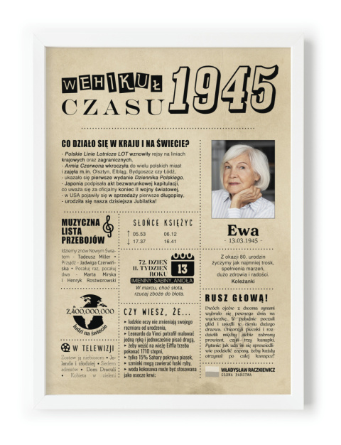 PREZENT na 80 URODZINY na osiemdziesiątkę PERSONALIZOWANY PLAKAT