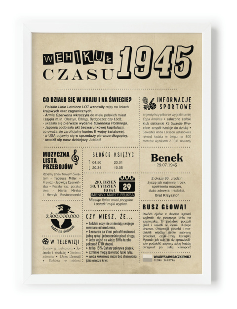 PREZENT na 80 URODZINY na osiemdziesiątkę PERSONALIZOWANY PLAKAT