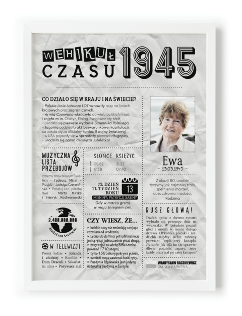 PREZENT na 80 URODZINY na osiemdziesiątkę PERSONALIZOWANY PLAKAT