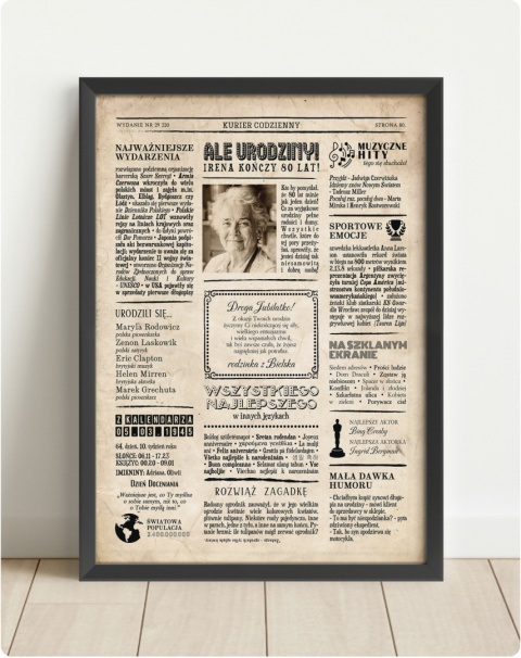 PREZENT na 80 URODZINY na osiemdziesiątkę PERSONALIZOWANY PLAKAT