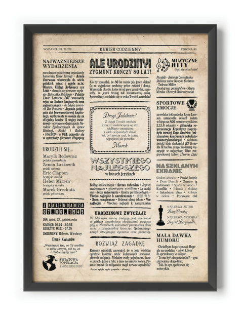 PREZENT na 80 URODZINY na osiemdziesiątkę PERSONALIZOWANY PLAKAT