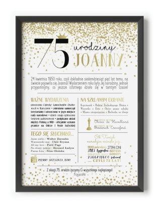 PREZENT na 75 URODZINY oryginalny PERSONALIZOWANY PLAKAT