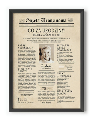 PREZENT na 70 URODZINY na siedemdziesiątkę PERSONALIZOWANY PLAKAT