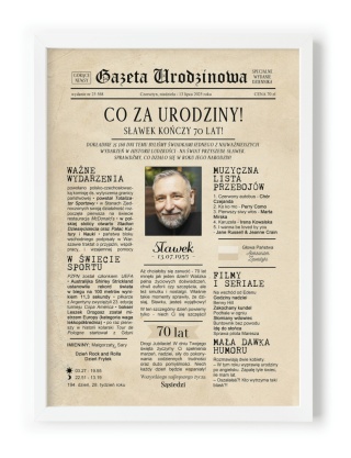 PREZENT na 70 URODZINY na siedemdziesiątkę PERSONALIZOWANY PLAKAT