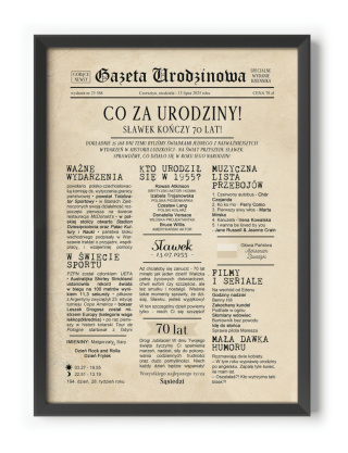 PREZENT na 70 URODZINY na siedemdziesiątkę PERSONALIZOWANY PLAKAT