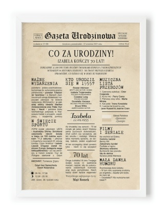 PREZENT na 70 URODZINY na siedemdziesiątkę PERSONALIZOWANY PLAKAT