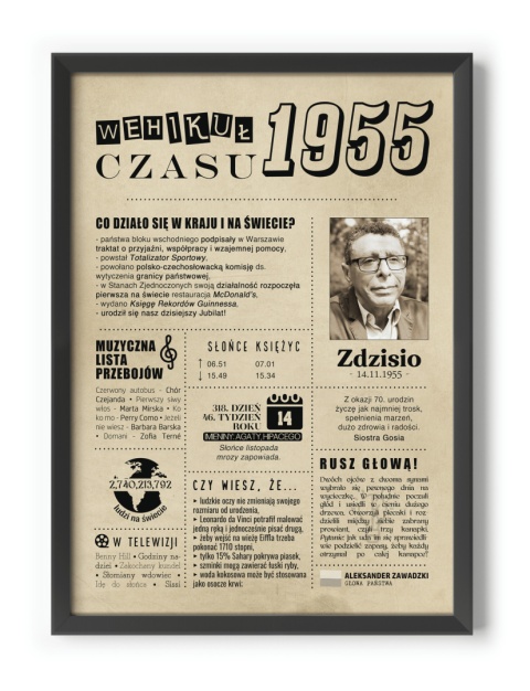 PREZENT na 70 URODZINY na siedemdziesiątkę PERSONALIZOWANY PLAKAT