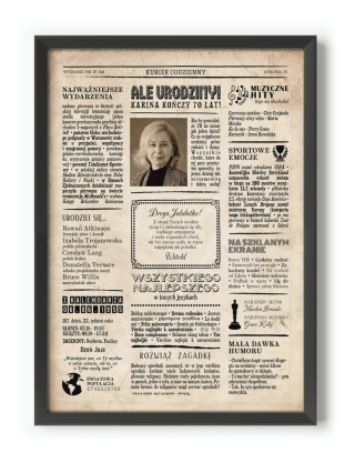 PREZENT na 70 URODZINY na siedemdziesiątkę PERSONALIZOWANY PLAKAT