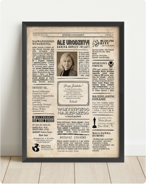 PREZENT na 70 URODZINY na siedemdziesiątkę PERSONALIZOWANY PLAKAT