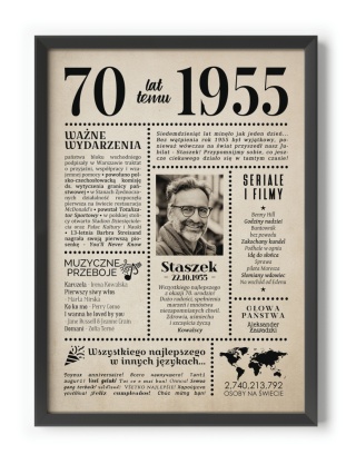 PREZENT na 70 URODZINY na siedemdziesiątkę PERSONALIZOWANY PLAKAT
