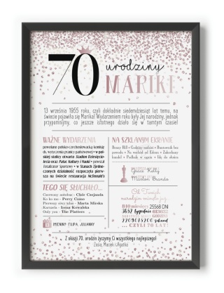 PREZENT na 70 URODZINY na siedemdziesiątkę PERSONALIZOWANY PLAKAT