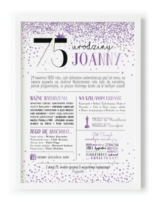 PREZENT na 75 URODZINY oryginalny PERSONALIZOWANY PLAKAT