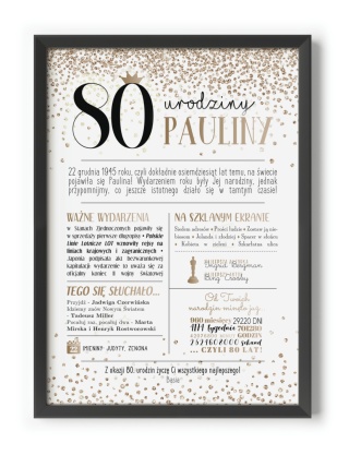 PREZENT na 80 URODZINY na osiemdziesiątkę PERSONALIZOWANY PLAKAT
