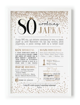 PREZENT na 80 URODZINY na osiemdziesiątkę PERSONALIZOWANY PLAKAT