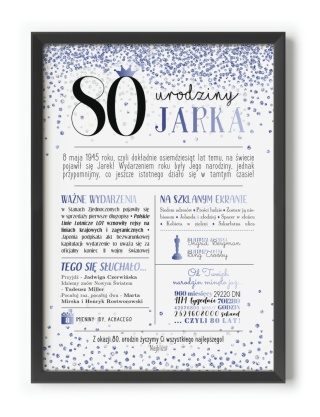 PREZENT na 80 URODZINY na osiemdziesiątkę PERSONALIZOWANY PLAKAT