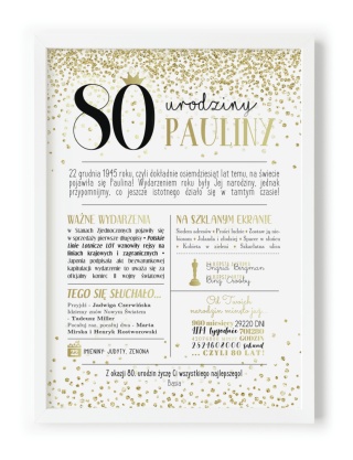 PREZENT na 80 URODZINY na osiemdziesiątkę PERSONALIZOWANY PLAKAT