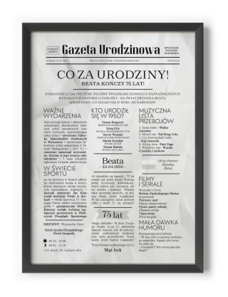 PREZENT na 75 URODZINY oryginalny PERSONALIZOWANY PLAKAT
