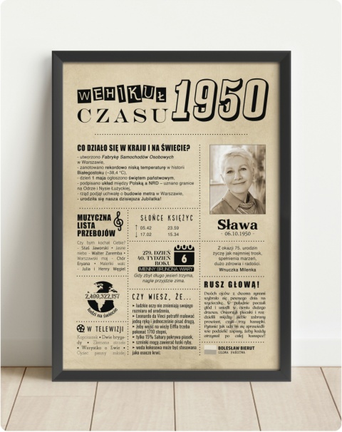 PREZENT na 75 URODZINY oryginalny PERSONALIZOWANY PLAKAT