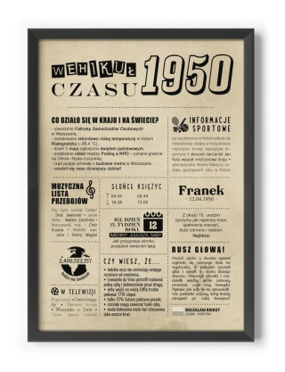 PREZENT na 75 URODZINY oryginalny PERSONALIZOWANY PLAKAT