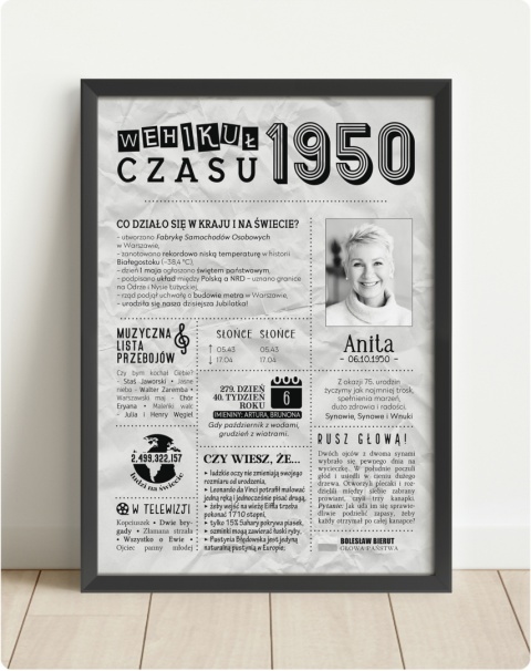 PREZENT na 75 URODZINY oryginalny PERSONALIZOWANY PLAKAT