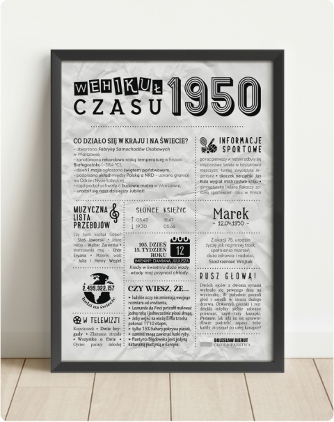 PREZENT na 75 URODZINY oryginalny PERSONALIZOWANY PLAKAT