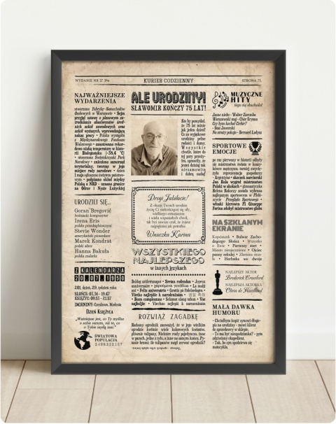 PREZENT na 75 URODZINY oryginalny PERSONALIZOWANY PLAKAT