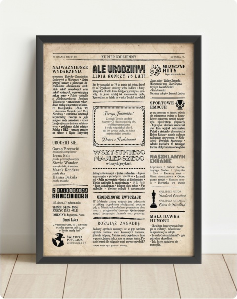 PREZENT na 75 URODZINY oryginalny PERSONALIZOWANY PLAKAT