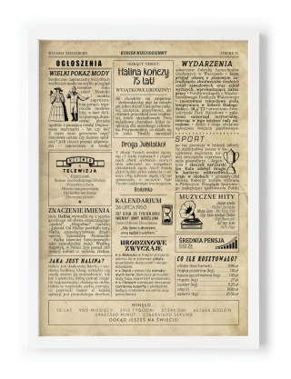 PREZENT na 75 URODZINY oryginalny PERSONALIZOWANY PLAKAT